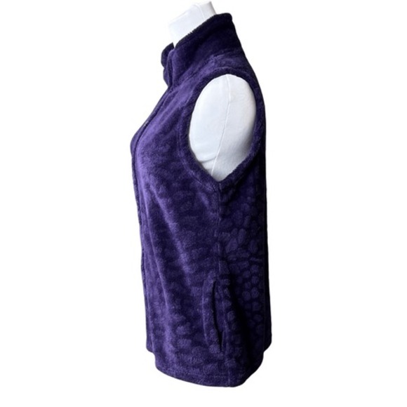 French Laundry High Pile‎ Textured Zipper Vest MEDIUM Purple Cozy Outdoor Casual - Picture 2 of 10